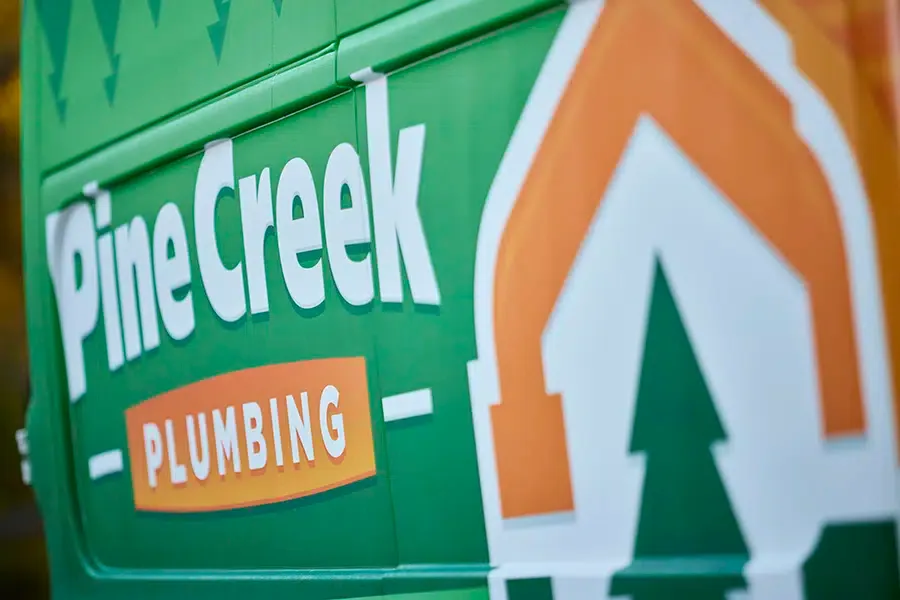 Closeup of Pine Creek Plumbing truck