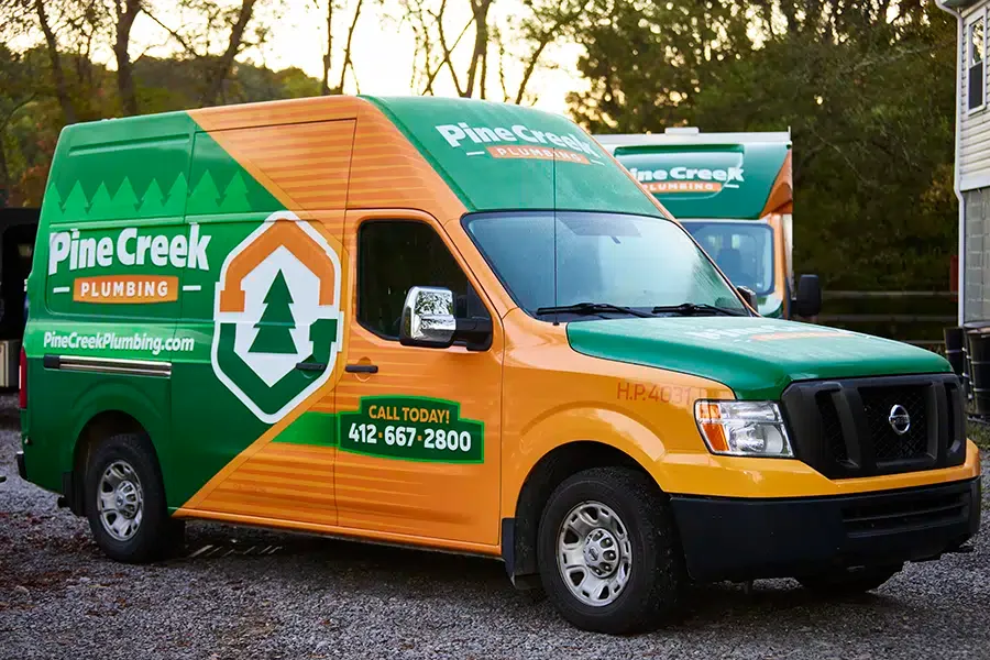Pine Creek Plumbing truck in Wexford, PA